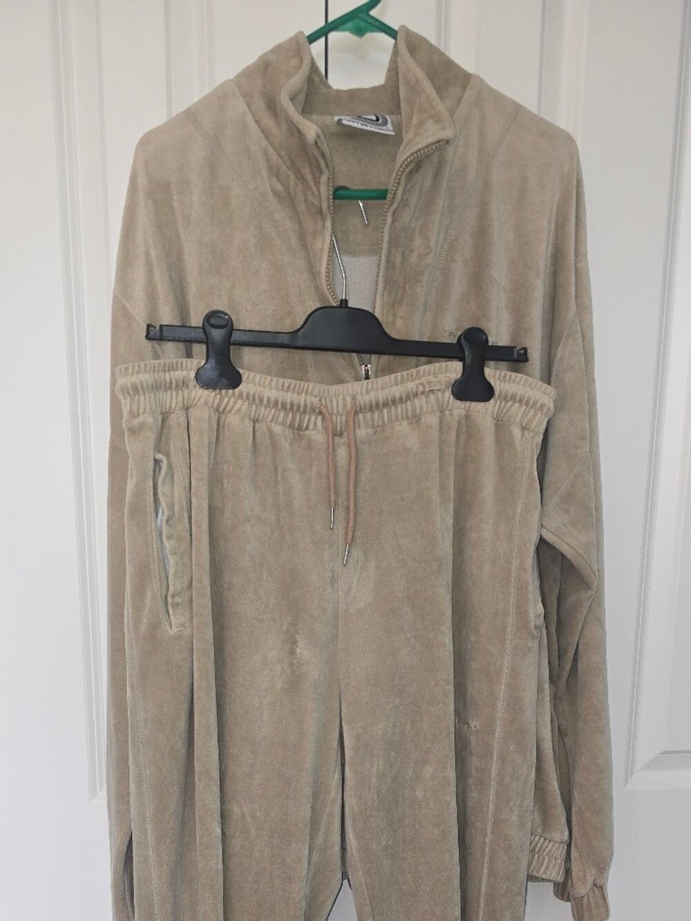Vintage Damani Dada Tan Velour Tracksuit Jacket & Pants Set Men's M